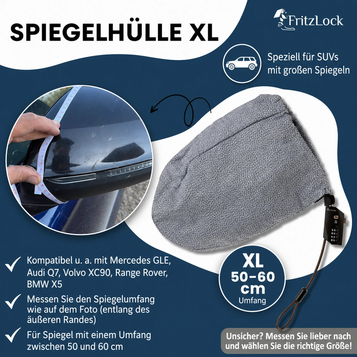 Fritzlock Diebstahlschutz für Außenspiegel – Spiegelschutz im 2er Set